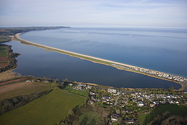 Slapton Ley with Torcross on the forshore. Devon. UK