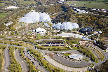 Aerial view of the Eden Project. St Austell, Cornwall. England. UK