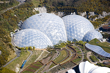 Aerial view of the Eden Project. St Austell, Cornwall. England. UK