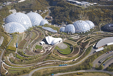 Aerial view of the Eden Project. St Austel, Cornwall. England. UK