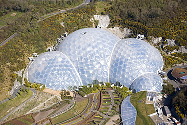 Aerial view of the Eden Project. St Austell, Cornwall. England. UK