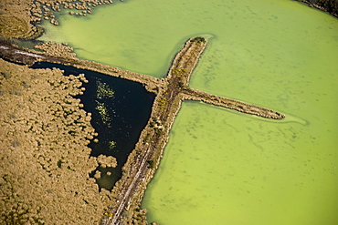 Aerial view of China Clay pits in Cornwall. Uk England