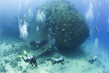 Diving the wreck of The Giannis D, Red Sea, Egypt, North Africa, Africa