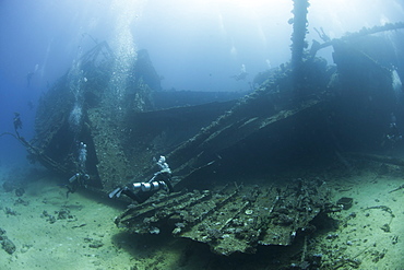 Diving the wreck of The Giannis D, Red Sea, Egypt, North Africa, Africa