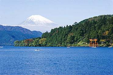 Lake Ashino-ko, Mt. Fuji in the background, Japan