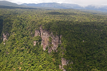 Aerial view of mountainous rainforest in Guyana, South America