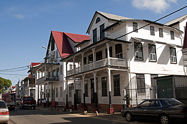 Houses downtown Paramaribo, UNESCO World Heritage Site, Suriname, South America