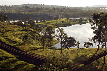 With a surface area of 68,800-Ãºsquare kilometres (26,600-Ãºsq-Ãºmi), Lake Victoria is AfricaGÂ®Ã¶s largest lake, and the largest tropical lake in the world.  The Rail track meanders across Lake Victoria, just upstream from where the Victoria Nile river forms.  This is the furthest point, and considered the source of the River Nile, the worldGÂ®Ã¶s longest river. Jinja, Uganda, East Africa