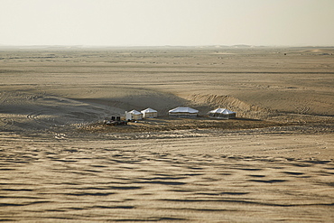 Settlements in the Qatari desert, nomadic culture still evident in the desert, Qatar, Middle East