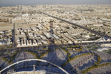 Aerial view of Doha from the Aspire Tower viewing platform, Doha, Qatar, Middle East