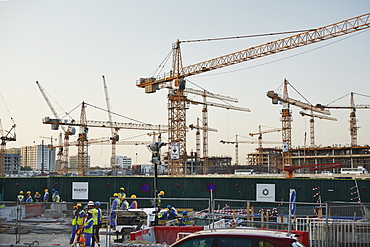 Msheireb Downtown Doha construction site of project setting in place a blueprint for sustainable urban regeneration, Qatar, Middle East