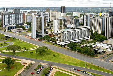 View of the Hotel sector south in Brasilia, the federal capital of Brazil and seat of government of the Federal District, Brasilia, Brazil, South America