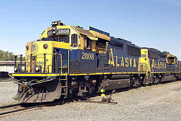 Alaska Railroad locomotive 2808 in Anchorage, Alaska. Anchorage, Alsaka, USA