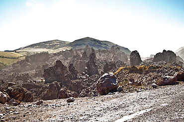 Mining volcanic rock in Ecuador, Andes.