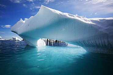 Iceberg detail in and around the Antarctic Peninsula during the summer months. More icebergs are being created as global warming is causing the breakup of major ice sheets.