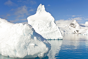 The Lindblad expedition ship National Geographic Endeavour operating with it's fleet of Zodiacs in and around the Antarctic peninsula, Antarctica.