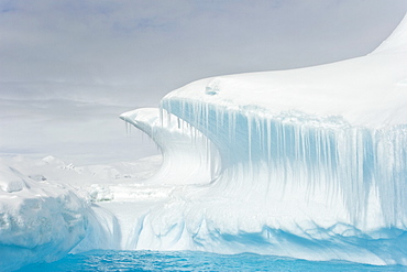 Iceberg detail in and around the Antarctic Peninsula during the summer months. More icebergs are being created as global warming is causing the breakup of major ice shelves and glaciers.