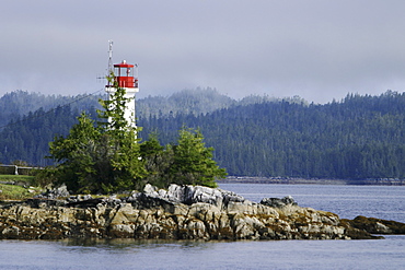 An unmanned lighthouse and weather station along the inside passage in British Columbia, Canada.