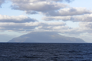 Approaching the island of Tristan da Cunha from the south, claimed to be the most remote inhabited island in the world.