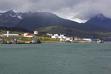 The navy pier and town fuel depot in Ushuaia, Argentina - the self-proclaimed southernmost city in the world.