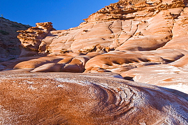 Sunset on the red rock picturesque formations at Los Gatos on the eastern or Gulf of California (Sea of Cortez) side of the Baja Peninsula, Baja California Sur, Mexico.