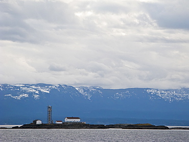 Lighthouse along the inside passage in British Columbia, Canada, Pacific Ocean.