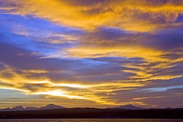 Sunset over the Baja Peninsula in the Gulf of California (Sea of Cortez), Baja California Sur, Mexico.