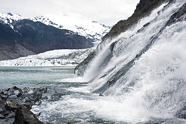 Views of Mendenhall Glacier just outside Juneau, southeast Alaska, USA. This glacier is receeding at an alarming rate, probably due to climate change.