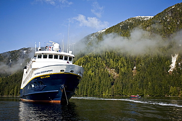 The Lindblad Expeditions ship National Geographic Sea Lion operating in Southeast Alaska, USA. Pacific Ocean.