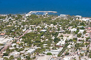 Aerial view of Loreto on the eastern side of the Baja California Peninsula, Baja California Sur, Mexico