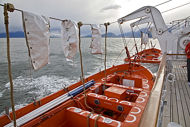 The Lindblad Expedition ship National Geographic Endeavour operating in and around the Antarctic peninsula in Antarctica