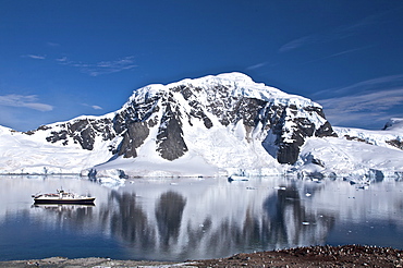 The Lindblad Expedition ship National Geographic Endeavour operating in the Errera Channel in the Antarctic peninsula in Antarctica