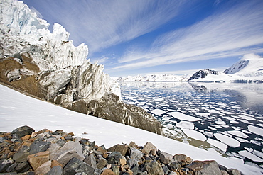 Views of Dogs Leg Fjord, lying directly east of Ridge Island and opening on Bourgeois Fjord, along the west coast of Graham Land, Norway