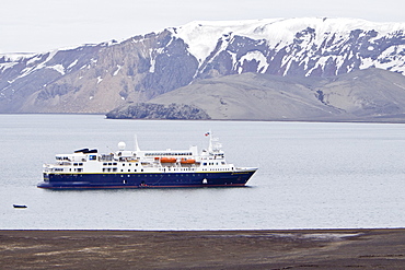 The Lindblad Expedition ship National Geographic Explorer operating in and around the Antarctic peninsula in Antarctica