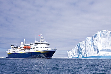 The Lindblad Expedition ship National Geographic Explorer operating in and around the Antarctic peninsula in Antarctica