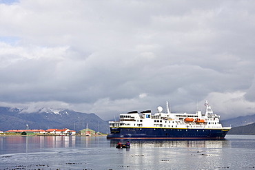 The Lindblad Expedition ship National Geographic Explorer operating in and around the Antarctic peninsula in Antarctica