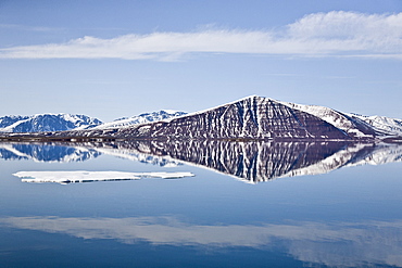 Approaching Monaco Glacier, in Liefdefjord near the northwest corner of Spitsbergen in the Svalbard Archipelago of Norway. 