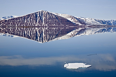 Approaching Monaco Glacier, in Liefdefjord near the northwest corner of Spitsbergen in the Svalbard Archipelago of Norway. 