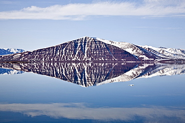 Approaching Monaco Glacier, in Liefdefjord near the northwest corner of Spitsbergen in the Svalbard Archipelago of Norway. 