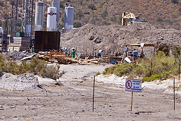 A new resort being built in the Sonoran desert below Las Gigantas mountain range in the Gulf of California (Sea of Cortez) just outside of Loreto, Baja California Sur, Mexico