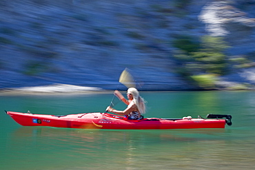 Kayaking along the Baja Peninsula in the Gulf of California (Sea of Cortez), Baja California Norte, Mexico. No model or property releases for this image. 