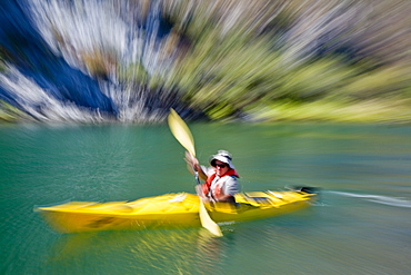 Kayaking along the Baja Peninsula in the Gulf of California (Sea of Cortez), Baja California Norte, Mexico. No model or property releases for this image. 