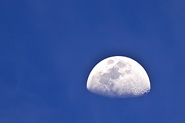 The waxing moon over the Baja Peninsula, Baja California Sur, Mexico.