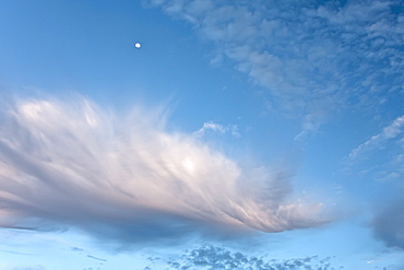 The waxing moon over the Baja Peninsula, Baja California Sur, Mexico.