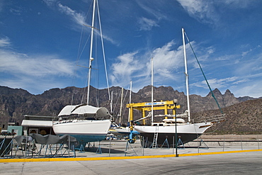 Views of the new (2009) marina still under construction at Puerto Escondido, Baja California Sur, Mexico.