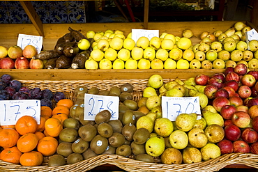 Views from an open air fruit market in Funchal, Madeira, Portugal