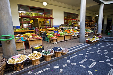 Views from an open air fruit market in Funchal, Madeira, Portugal