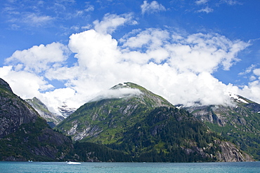 Views of the magnificent scenery including calved icebergs from the Sawyer Glaciers in Tracy Arm Wilderness Area in Southeast Alaska, USA. Pacific Ocean.