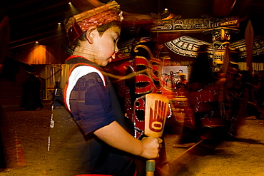 Hamatsa dancers from the Kwakwa_ka_'wakw first nations people in Alert Bay, British Columbia, Canada. No model or property releases for this image.