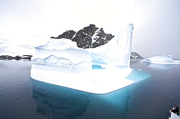 Iceberg detail in and around the Antarctic Peninsula during the summer months. More icebergs are being created as global warming is causing the breakup of major ice shelves and glaciers.